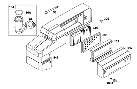 Air Cleaner Grp Diagram and Parts List for 161432-0126-XX  Briggs and Stratton Engine